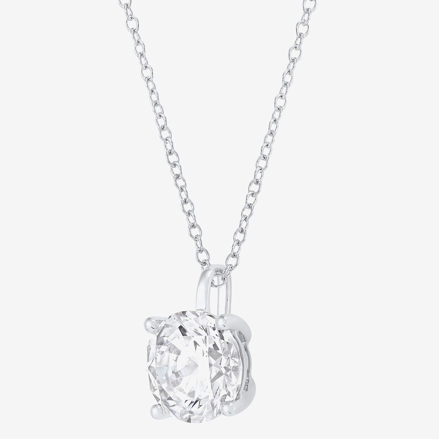 ( H-I/Si1-Si2 ) 2 CT. Lab-Grown Diamond 14K Gold Round 18 Inch Pendant Necklace