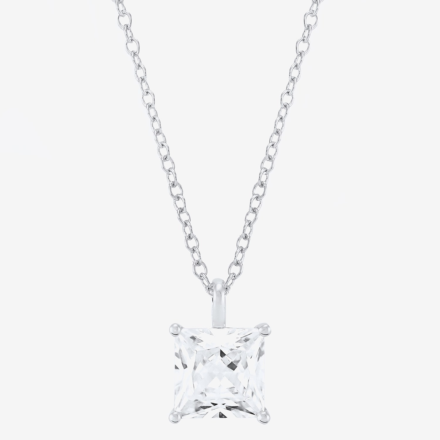 ( H-I/Si1-Si2 ) 2 CT. Lab-Grown Diamond 14K Gold Princess 18 Inch Pendant Necklace