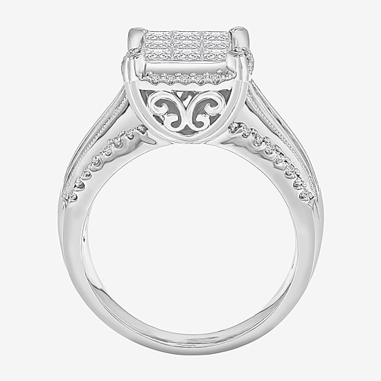 1 CT.T.W. Natural Diamond Princess-Cut Multi-Top Ring in White or Yellow 10K or 14K Gold