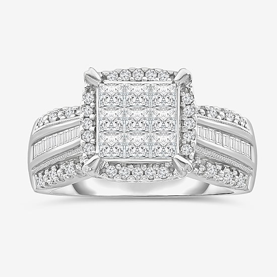 1 CT.T.W. Natural Diamond Princess-Cut Multi-Top Ring in White or Yellow 10K or 14K Gold