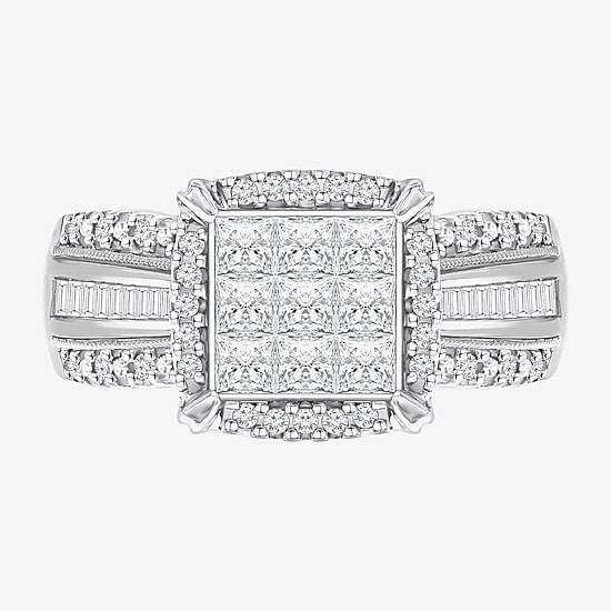 1 CT.T.W. Natural Diamond Princess-Cut Multi-Top Ring in White or Yellow 10K or 14K Gold
