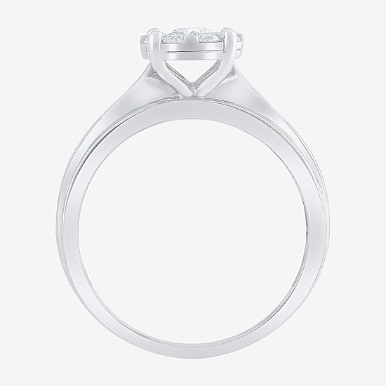 Womens 1 CT. T.W. Natural White Diamond 10K Gold Round Side Stone Bridal Set