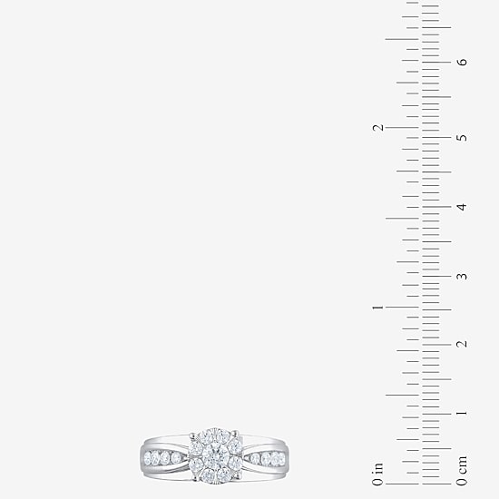 Womens 1 CT. T.W. Natural White Diamond 10K Gold Round Side Stone Bridal Set
