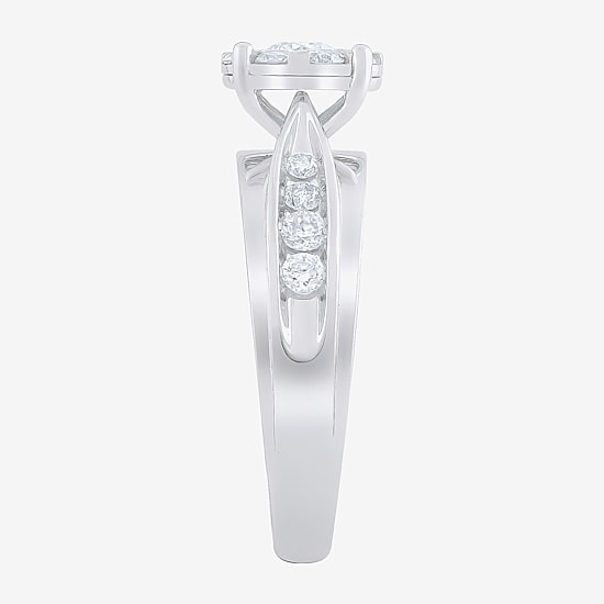 Womens 1 CT. T.W. Natural White Diamond 10K Gold Round Side Stone Bridal Set