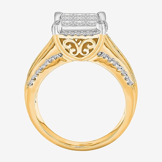 1 CT.T.W. Natural Diamond Princess-Cut Multi-Top Ring in White or Yellow 10K or 14K Gold