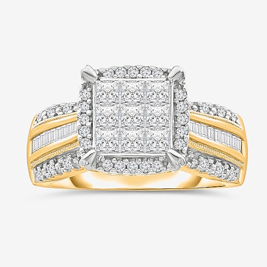 1 CT.T.W. Natural Diamond Princess-Cut Multi-Top Ring in White or Yellow 10K or 14K Gold