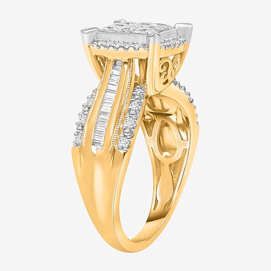 1 CT.T.W. Natural Diamond Princess-Cut Multi-Top Ring in White or Yellow 10K or 14K Gold