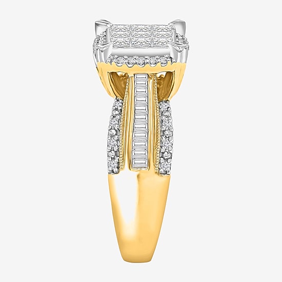 1 CT.T.W. Natural Diamond Princess-Cut Multi-Top Ring in White or Yellow 10K or 14K Gold