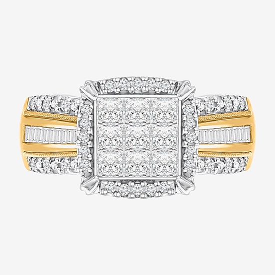1 CT.T.W. Natural Diamond Princess-Cut Multi-Top Ring in White or Yellow 10K or 14K Gold