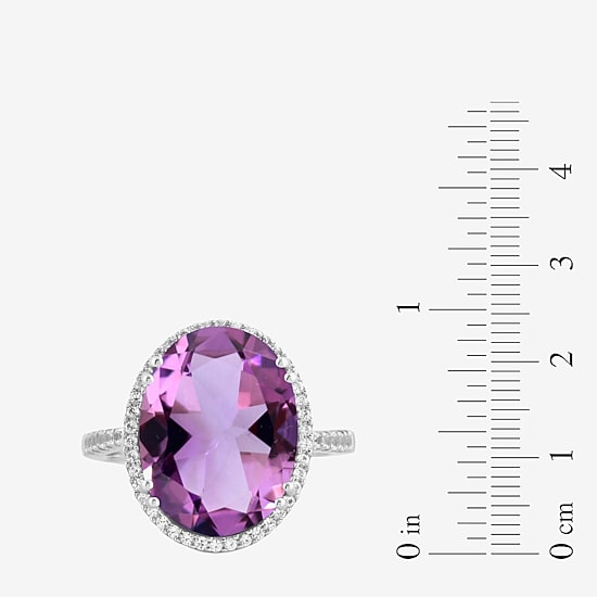 Womens Gemstone Sterling Silver Oval Cocktail Ring