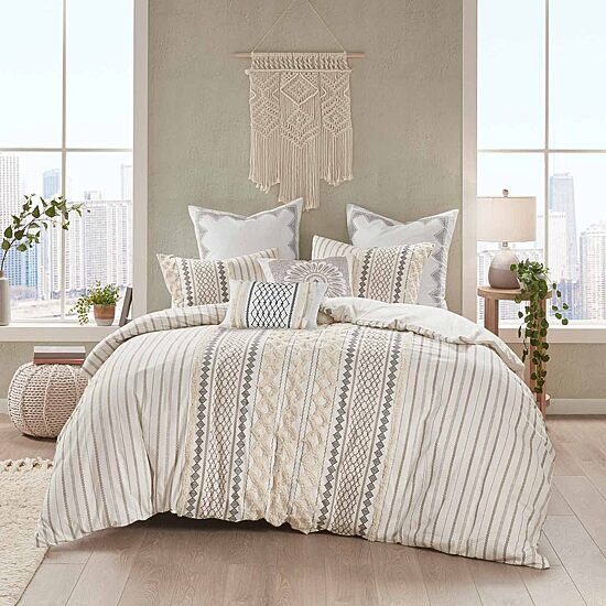 INK + IVY Bea Embroidered Cotton Oblong 12X20 Pillow with Tassels