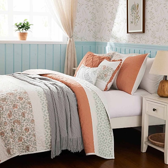 Madison Park Vanessa 6-Pc Cotton Percale Quilt Set With Throw Pillows