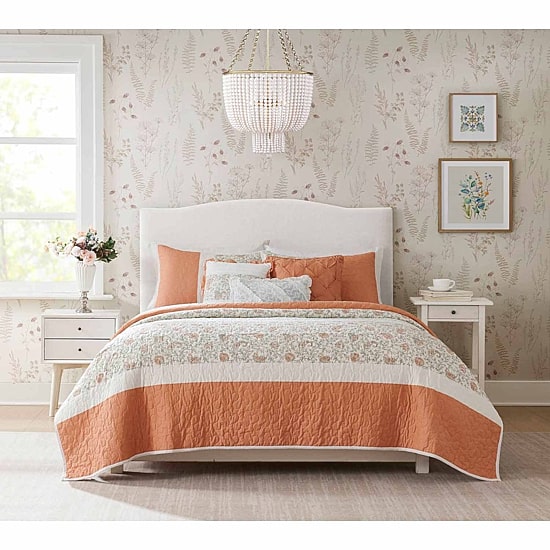 Madison Park Vanessa 6-Pc Cotton Percale Quilt Set With Throw Pillows