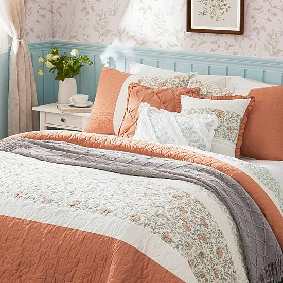 Madison Park Vanessa 6-Pc Cotton Percale Quilt Set With Throw Pillows