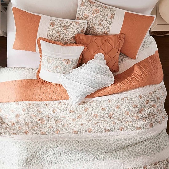 Madison Park Vanessa 6-Pc Cotton Percale Quilt Set With Throw Pillows