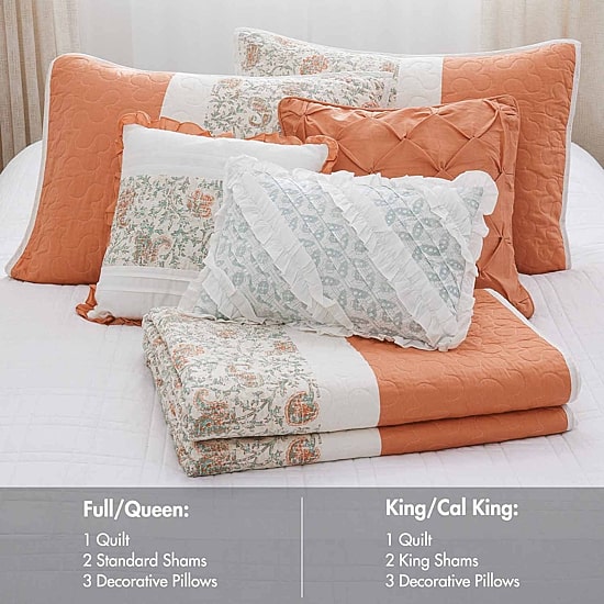 Madison Park Vanessa 6-Pc Cotton Percale Quilt Set With Throw Pillows