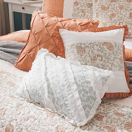 Madison Park Vanessa 6-Pc Cotton Percale Quilt Set With Throw Pillows