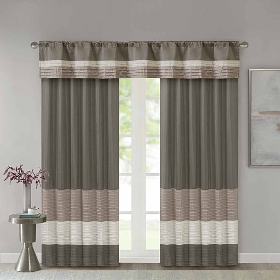 Madison Park Eastridge 50"W X 18"L Polyoni Pintuck-Striped Rod Pocket Tailored Valance