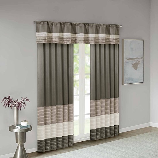 Madison Park Eastridge 50"W X 18"L Polyoni Pintuck-Striped Rod Pocket Tailored Valance