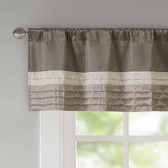 Madison Park Eastridge 50"W X 18"L Polyoni Pintuck-Striped Rod Pocket Tailored Valance