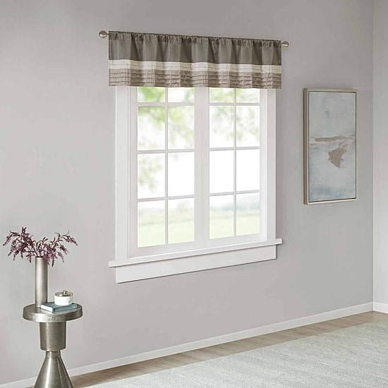 Madison Park Eastridge 50"W X 18"L Polyoni Pintuck-Striped Rod Pocket Tailored Valance