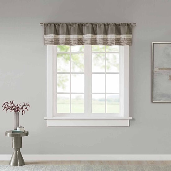 Madison Park Eastridge 50"W X 18"L Polyoni Pintuck-Striped Rod Pocket Tailored Valance