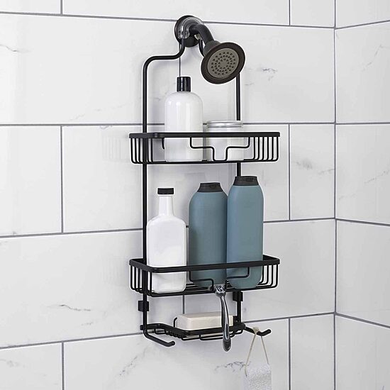 Zenna Home Never Rust Aluminum Black Over The Shower Caddy