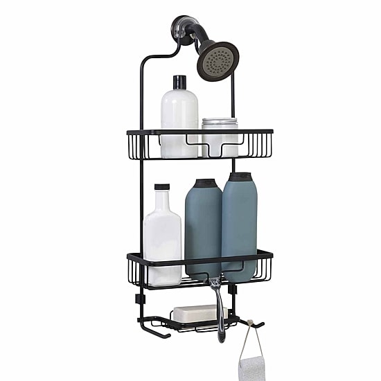 Zenna Home Never Rust Aluminum Black Over The Shower Caddy
