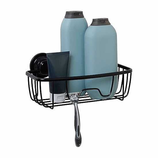 Zenna Home Aluminum Power Grip Black Shower Caddy