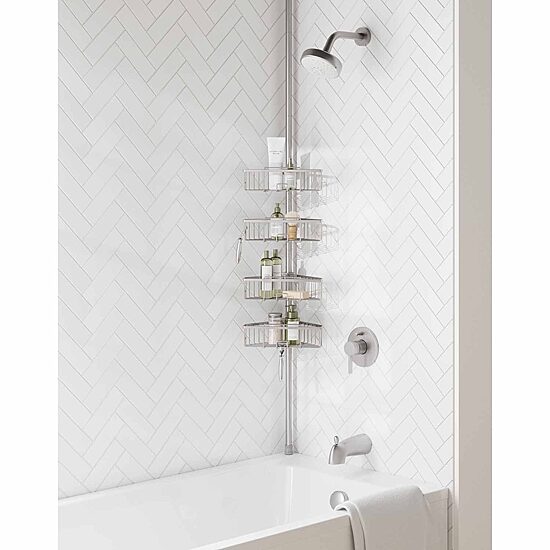 Zenna Home 4 Tier Stainless Steel Tension Pole Shower Caddy