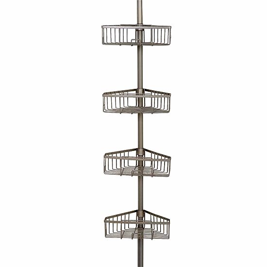 Zenna Home 4 Tier Stainless Steel Tension Pole Shower Caddy