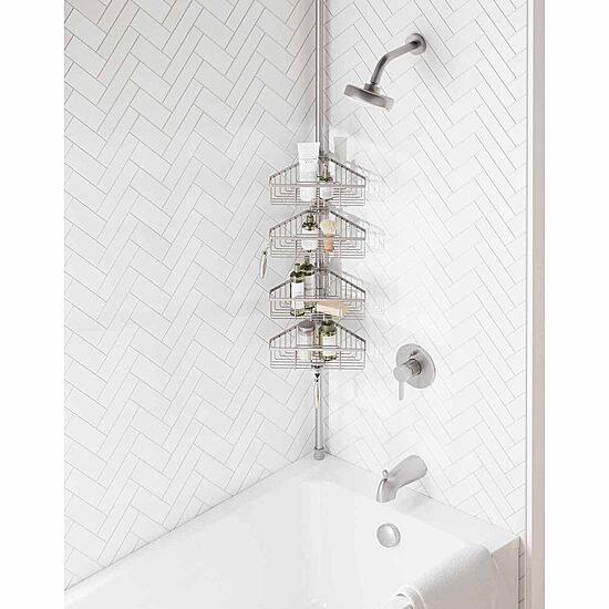 Zenna Home 4 Tier Stainless Steel Tension Pole Shower Caddy