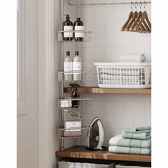 Zenna Home 4 Tier Stainless Steel Tension Pole Shower Caddy