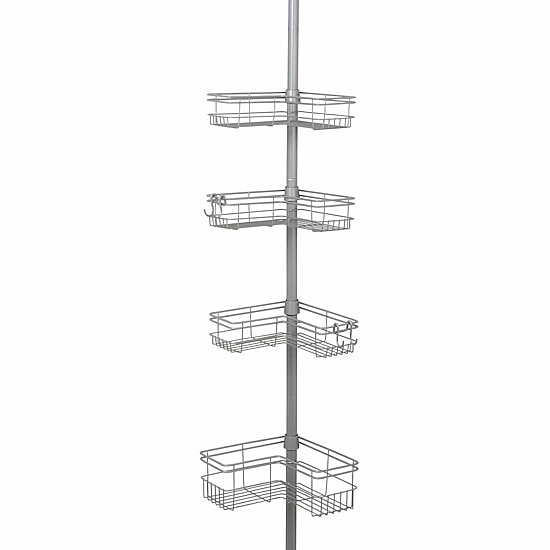 Zenna Home 4 Tier Stainless Steel Tension Pole Shower Caddy