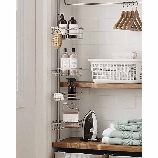 Zenna Home 4 Tier Stainless Steel Tension Pole Shower Caddy