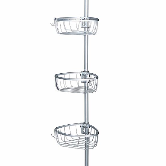 Zenna Home 3 Tier Aluminum Tension Pole Shower Caddy