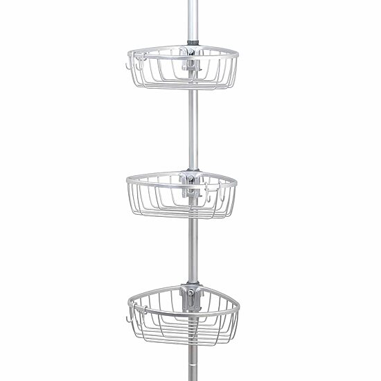 Zenna Home 3 Tier Aluminum Tension Pole Shower Caddy