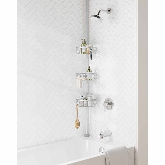 Zenna Home 3 Tier Aluminum Tension Pole Shower Caddy