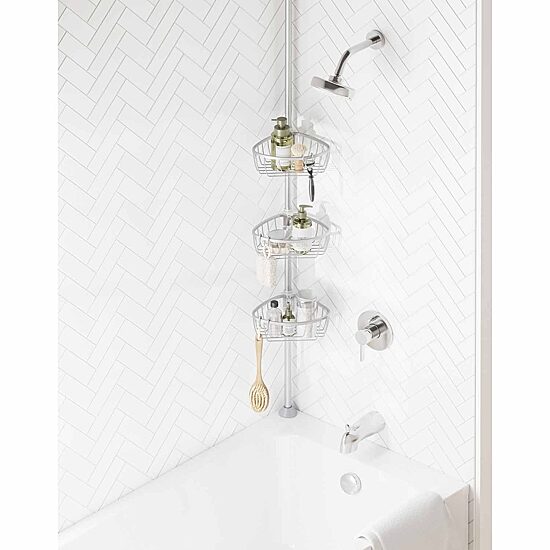 Zenna Home 3 Tier Aluminum Tension Pole Shower Caddy