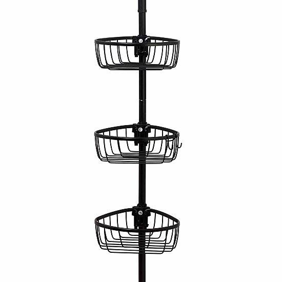 Zenna Home 3 Tier Aluminum Black Tension Pole Shower Caddy