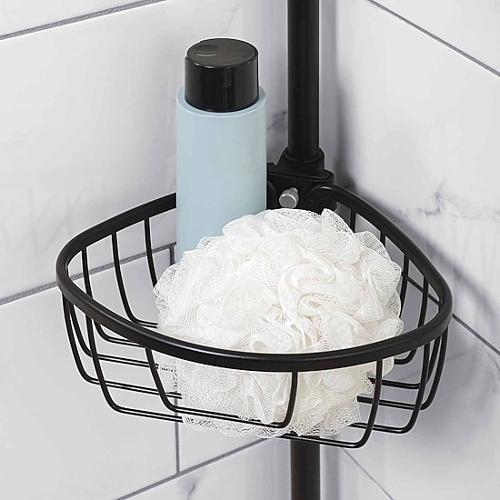 Zenna Home 3 Tier Aluminum Black Tension Pole Shower Caddy