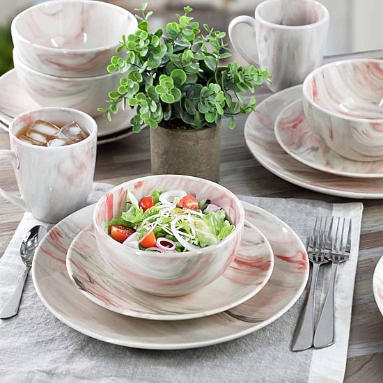 Elama Fine Marble 16-pc. Porcelain Dinnerware Set