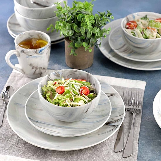 Elama Fine Marble 16-pc. Porcelain Dinnerware Set