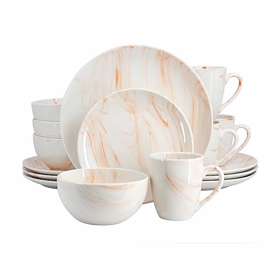 Elama Fine Marble 16-pc. Porcelain Dinnerware Set