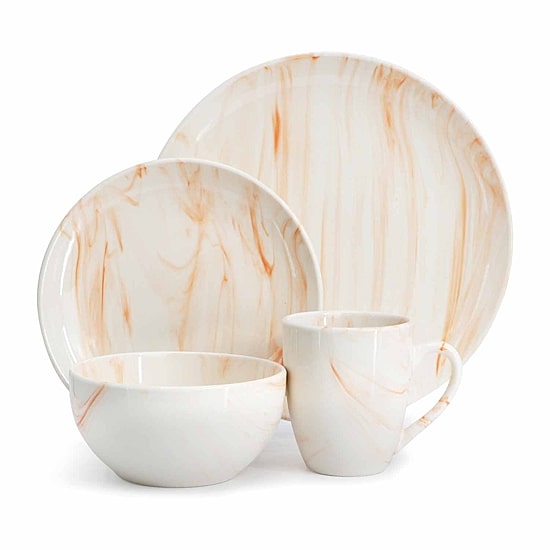 Elama Fine Marble 16-pc. Porcelain Dinnerware Set