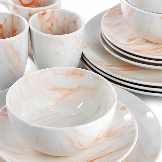 Elama Fine Marble 16-pc. Porcelain Dinnerware Set