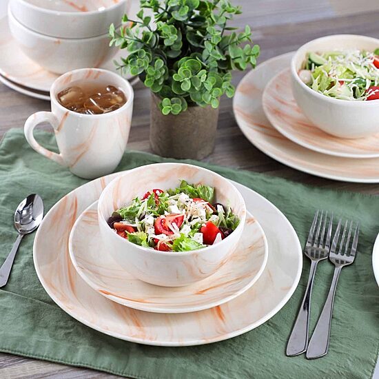 Elama Fine Marble 16-pc. Porcelain Dinnerware Set