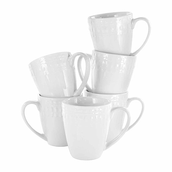 6-Piece Elama Cara Round Modern Porcelain Dinnerware Set (White)