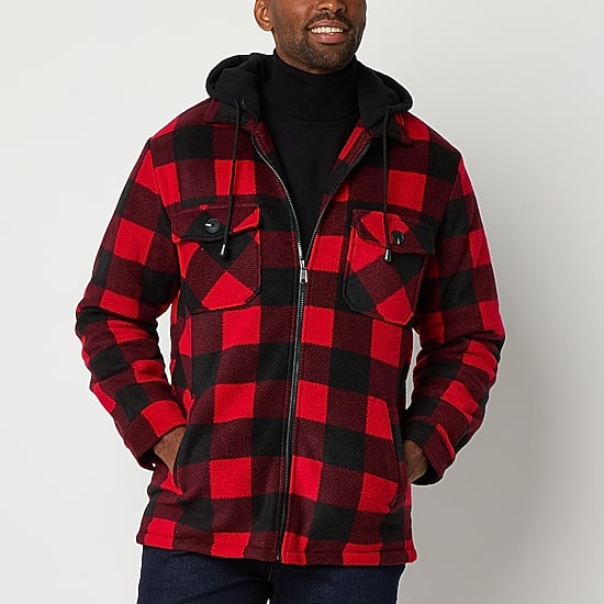 Victory Mens Fleece Hooded Midweight Shirt Jacket