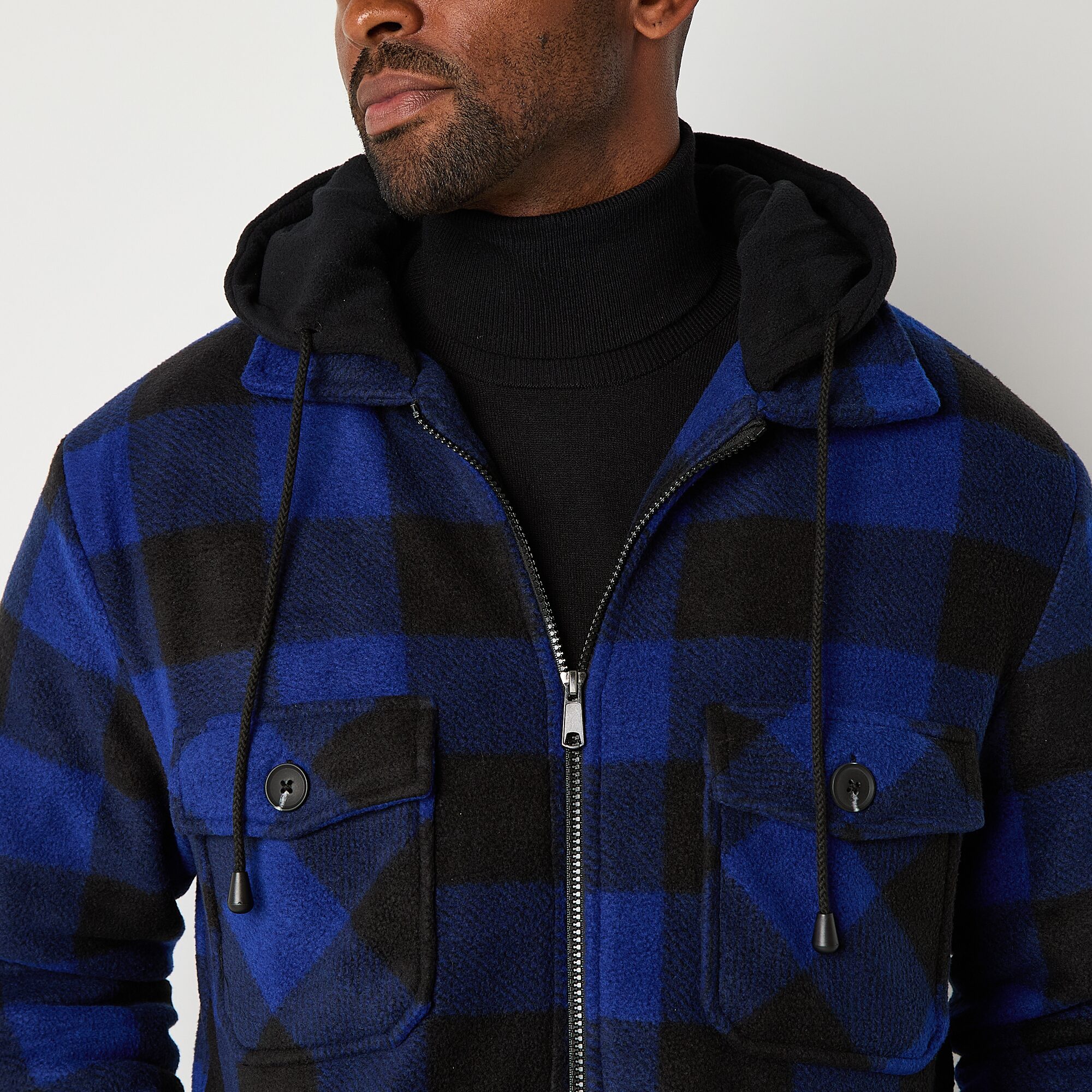 Victory Mens Fleece Hooded Midweight Shirt Jacket